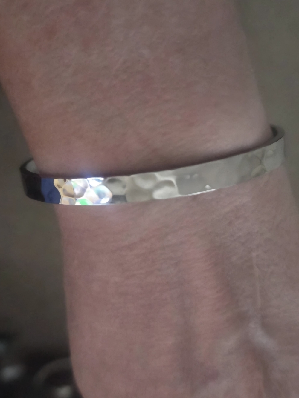 Hammered Silver Tone Cuff Bracelet